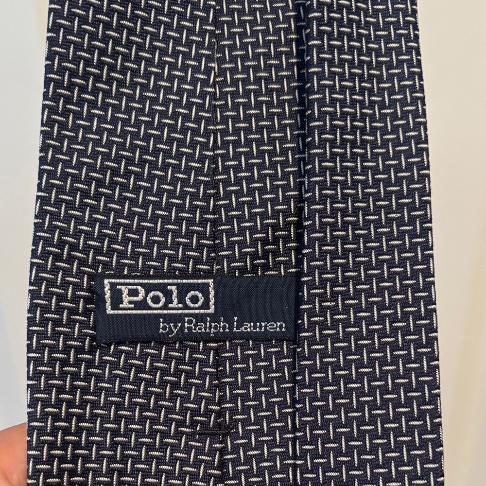Ralph Lauren Navy and White Patterned Tie